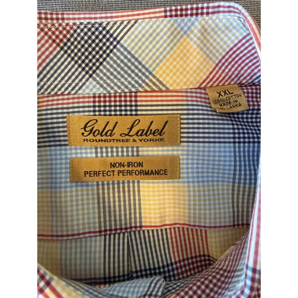 Roundtree & Yorke Gold Label non-iron woven cotton men's Plaid shirt SZ XXL NWTs - Picture 6 of 6